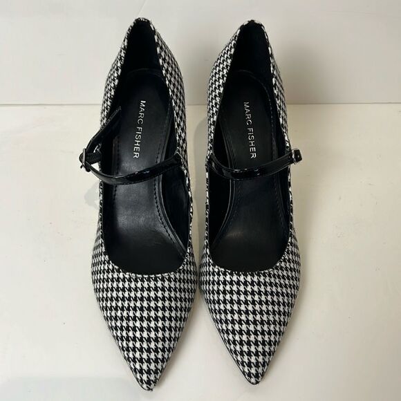 Marc Fisher Black/White Houndstooth Heel Pumps Shoes Size 9 - Picture 2 of 14